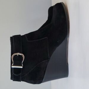 Sole Society Black Suede Peytal Wedge Ankle Boots Booties Womens 10M